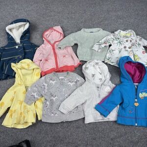 Baby Girls Jackets Hoodies 3 Months Lot Of 8 Mixed Winter Hooded Sweaters Zip Up